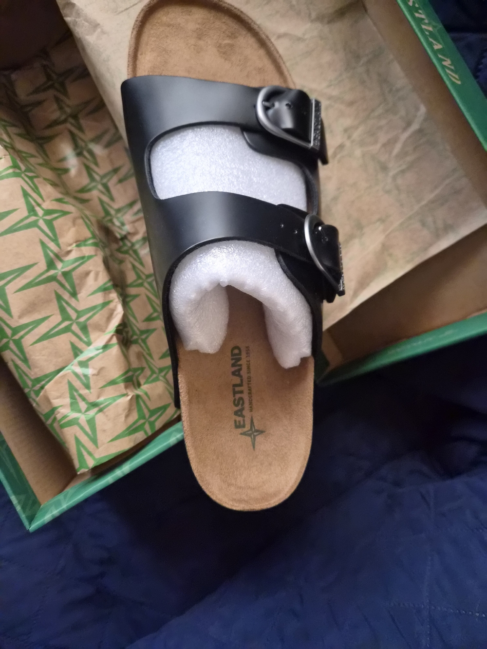 Eastland Black Double Buckle Slide Sandals